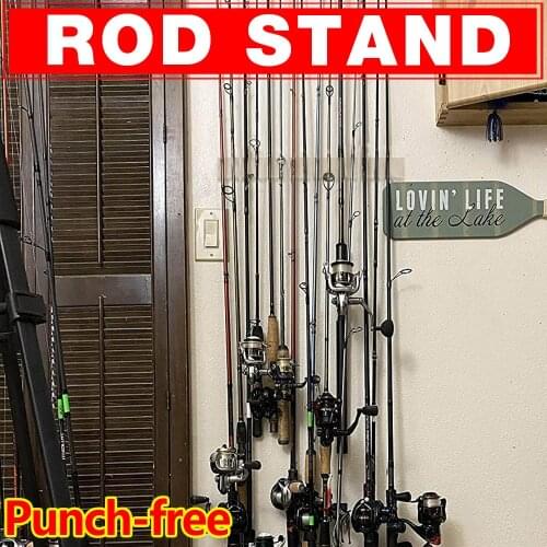 3-Rod Acrylic Rack Fishing Rod Stand Pole Holder Fishing Rod Bracket Wall Mount Modular for Garage Punch-Free Household Domesti