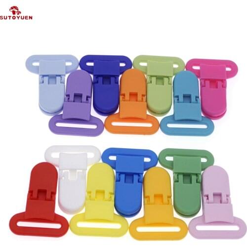 Sutoyuen New Arrival Mix 14 Colors 5pc Plastic Pacifier Clips Baby MAM Dummy Soother Toy Chain Holder Clips 25MM Ribbon