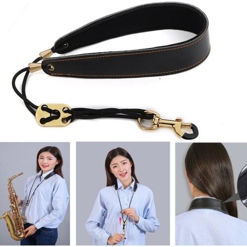 Universal Saxophone Adjustable Neck Belt Leather Belts Saxphone Hanging Straps