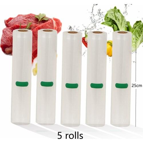 BPA FREE 5 Rolls/Lot Home Kitchen Food Vacuum Bag For Vacuum Sealer Storage Bags Food Fresh Keeping Packer 25cm*500cm