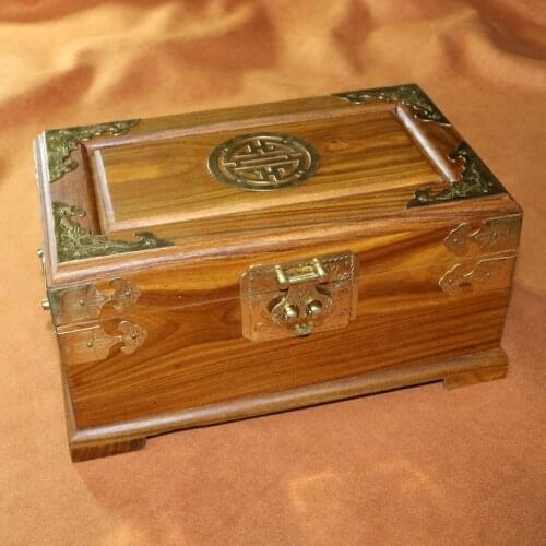 Vintage Brazil Verawood rosewood storage box jewelry box for necklace bracelets with cosmetic mirror chest with lockable