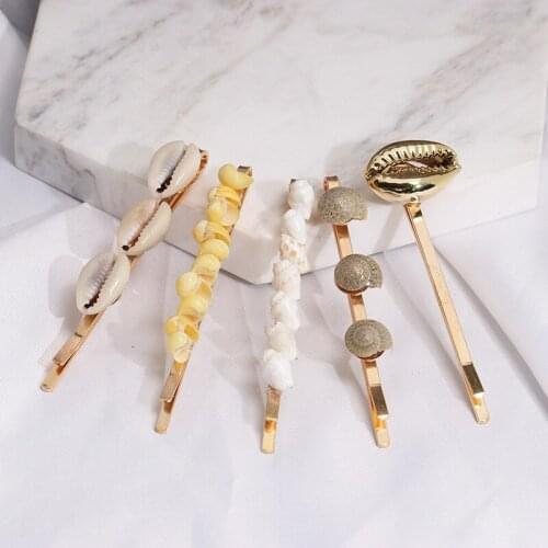 1PC Korea Fashion Shell Conch Hair Clips for Women Girls Handmade Braided Geometry Hairpins Pearl Hair Clip Accessories New Hot