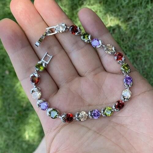 Choucong Hot Sale Roma Luxury Jewelry 925 Sterling Silver Colorful 5A Cubic Zirconia Weding Women Bracelet For Mothers Gift