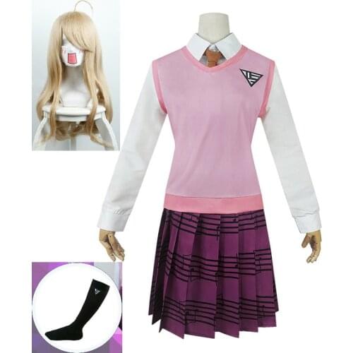 Anime Danganronpa V3 Cosplay Akamatsu Kaede Cosplay Costume Women Uniforms Skirts Girls Halloween Costumes Dress Outfits