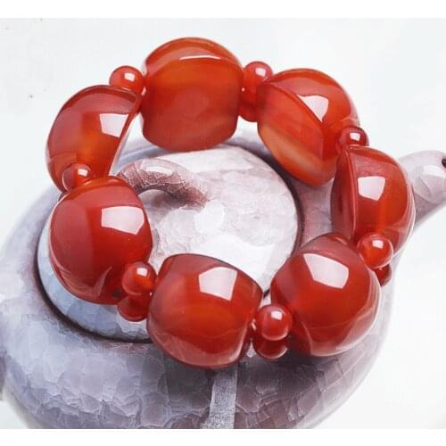100% natural red south agate jade bangle Handcarved jade beads bracelet for women men jade gift beads bracelet bangles 16mm