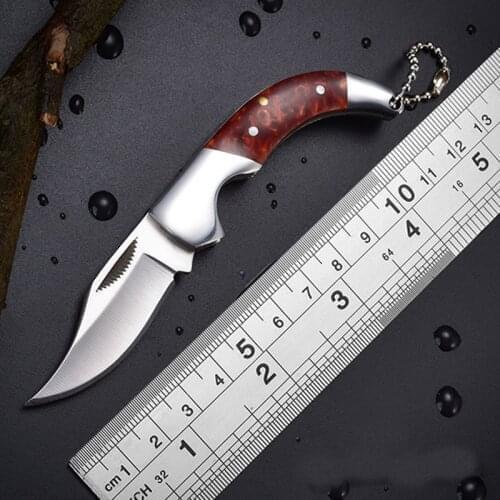 2pcs/lot, Shell Necklace Folding Blade Knife Mini Pocket Wallet Key Ring Knives Survival EDC Tool Peeler Christmas Gift Keychain