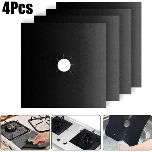 4Pcs Reusable Gas Stove Burner Cover Clean Mat Pad Cooker Kitchen Tool