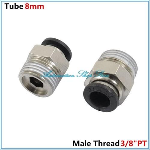 5Pcs 8mm Tube to 3/8" Male Thread Brass Quick Connector Pneumatic Air Fittings PC8-03