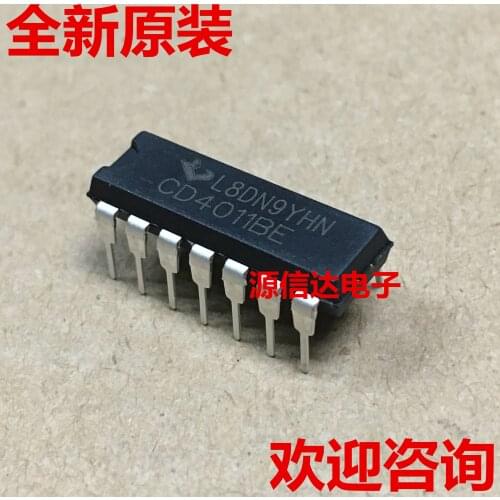 5PCS Brand new CD4011 CD4011BE DIP14 quad 2-input NAND gate logic chip original spot