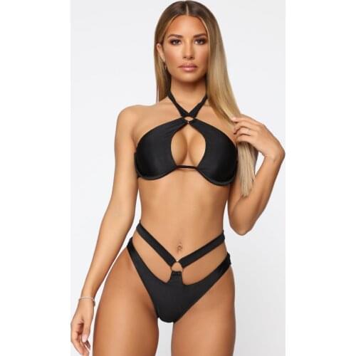 AHVIT Hot Sale Temptation Sexy Hollow Out Women Two Piece Set Sleeveless Crop Top And Short Pants YDN349