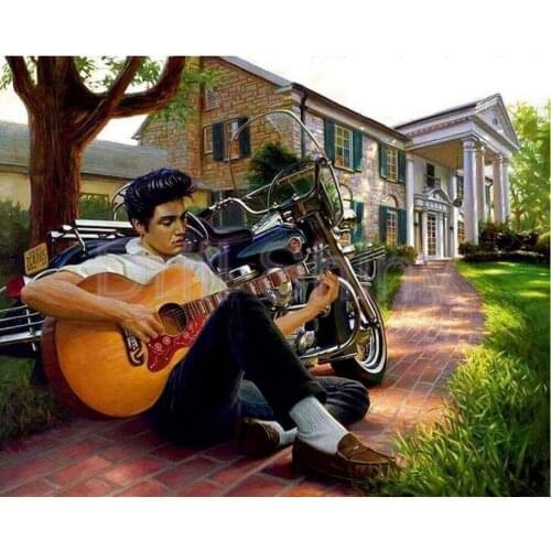 Elvis at Graceland Playing guitar Full Square 5D DIY Diamond Painting Diamond Embroidery Rhinestone Home Sweet Home Decor Gift
