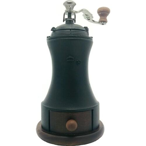 B.E.9703 Antique manual wood & cast iron coffee grinder hand crank coffee grinder mill