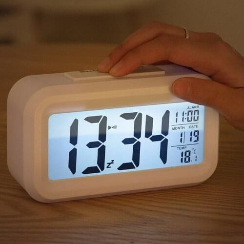 LED Digital Alarm Clocks Electronic Digital Clocks Intelligent Snooze Table Clocks Temperature Date Display Mini Watch Calendar