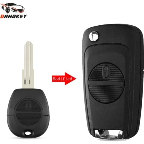 DANDKEY For Nissan Micra Almera Primera X-Trail With A33 Blade Modified Folding Car Key Fob Case 2 Buttons Upgrade