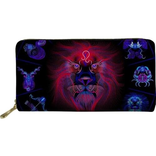 HaoYun PU Leather Long Wallets Constellations Print Pattern Woman Luxury Purse Girls Cool Black Blue Money Coin Bag Card Holders