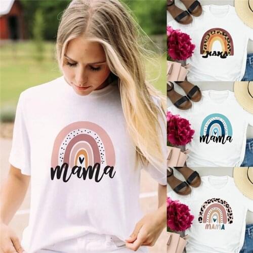 FIXSYS Rainbow Mama Print Graphic Women Short Sleeve T Shirts Harajuku Mom Life Tees Vintage Streetwear T-shirt Camisetas Mujer