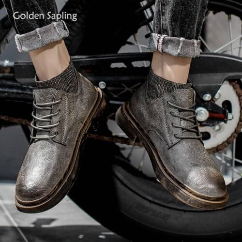 Golden Sapling Classic Mens Boots Vintage Fashion Leisure Shoe Comfortable Men Casual Shoes Retro Motorcycle Chelsea Boots Man