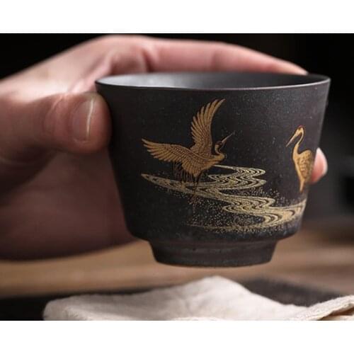 Creative Vintage Home Decor Tea Cup Coarse Pottery Green Tea Maker Cup Antique Glaze Teacup Tea Set Master Cup