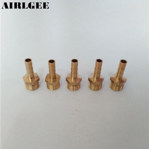 5 Pcs 1/4"PT Male Thread to 6mm Hose Barb Brass Straight Coupling Pneumatic Fitting
