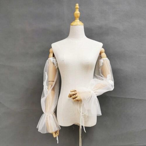 Fashion tulle lace sleeve Detachable off shoulder sleeve for bridal dress