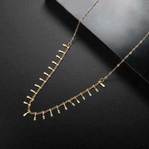 ZMFashion Indian Fishbone Tassel Clavicle Necklace Women Men Gold-plated Stainless Steel Aesthetic Choker Jewelry Party Gifts