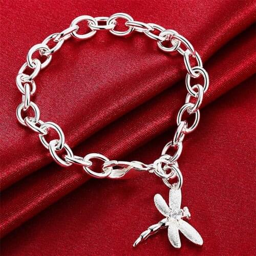 Delicate 925 Sliver 925 Fashion Jewelry Dragonfly Bracelet For Women Beatutiful Wedding Trendy Gift Daily Party Accessories