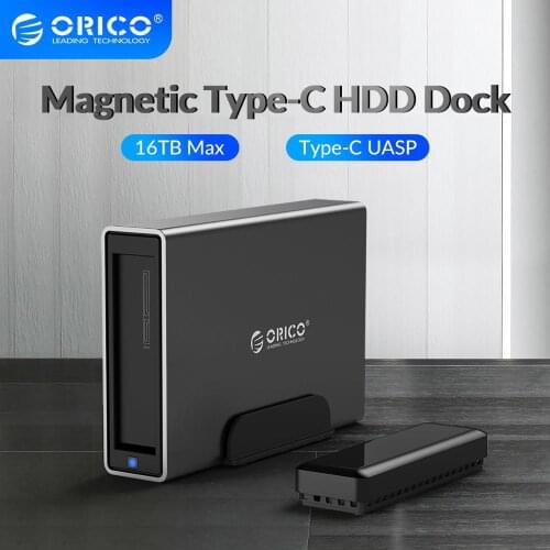 ORICO 3.5'' USB3.0 USB C Storage HDD Docking Station Aluminum HDD Enclosure Support UASP 16TB Large Capacity Magnetic HDD Case