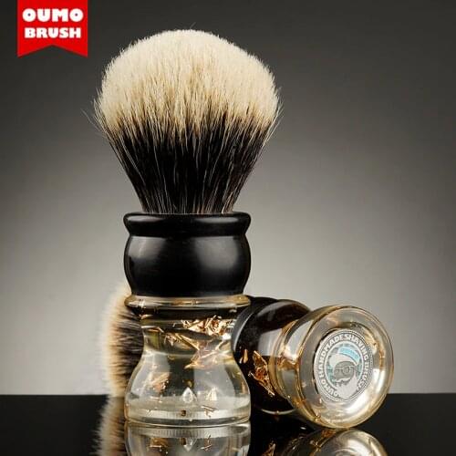 OUMO BRUSH- Master Series 'Golden age' Ebony shaving brush with SILK/ACE shaving brush knot