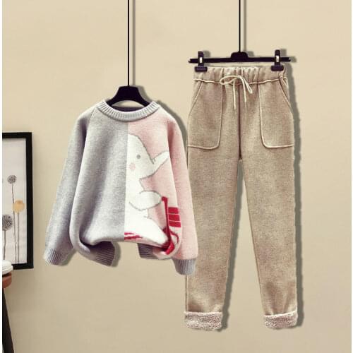 Casual Fashion Knitted Top and Pants Suits Two Piece Set Women Matching Set Outfits Casual Pant Set Fall Winter Clothing X325
