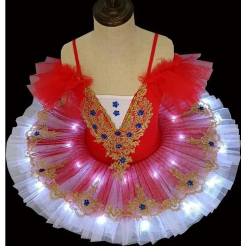 Professional Ballet Tutu LED Swan lake Adult Ballet Dance Clothes Tutu Skirt Women Ballerina Dress for Party Dance Costume