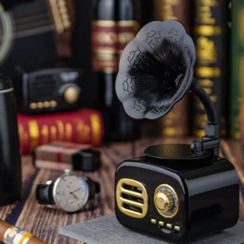 Retro radio bluetooth portatil Speaker Portable Mini Wireless Gramophone Speaker Music Subwoofer Support TF Card Playback