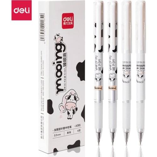 4 pcs/set Kawaii Cow 0.5mm Cartoon Gel Ink Pens Stationery School Office Smooth Writing Cute Pen Stationery School Supplies