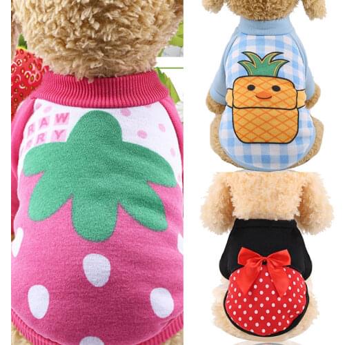 Fruit Print Pet Hoodie Sweatshirt Small Dogs Soft Pet Dog Sweater Costume Clothing Chihuahua Fleece Clothes Classic Pet Outfit