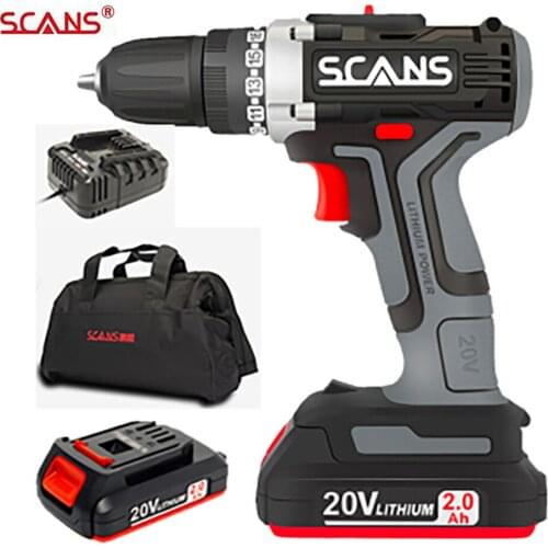 SCANS SC1180 Professional Tool 20V Cordless Electric Screwdriver Cordless Drill Li-ion Battery Dual Speed Free Return