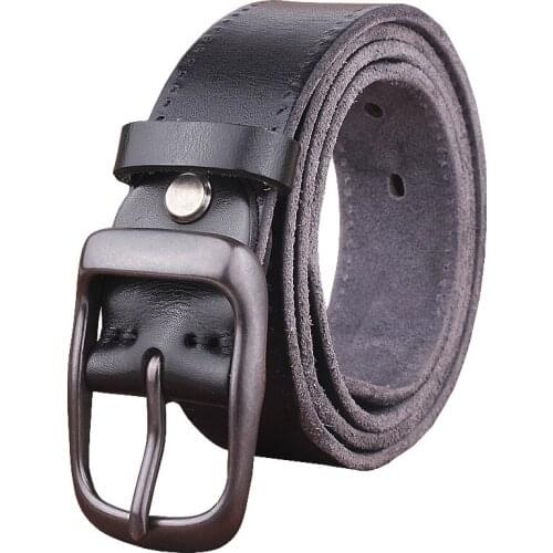 100% full grain real leather wide soft belt famous brand designer mens high quality Cowskin solid vintage belt for jeans