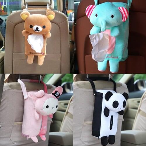 Cute hanging cartoon plush car seat back hanging bag paper towel pumping tissue box