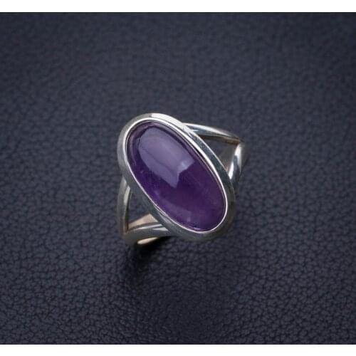 StarGems Natural Amethyst Handmade 925 Sterling Silver Ring 7 E2480