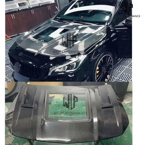 W117 High Quality Carbon Fiber / FRP Engine Hood Transparent Bonnets Car Styling For Mercedes-Benz CLA CLA45 W117 Body kit