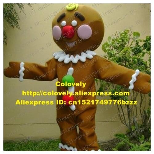 Vivid Brown Gingerbread Man Mascot Costume Mascotte Shrek Ginger Bread Gingersnap With White Eyes Pink Cheeks No.1766 Free Ship