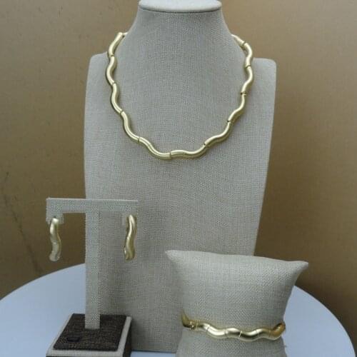 Yuminglai 2021 New Arrivel 24K African Sets Necklace Earrings Jewelry Set For Women FHK6690