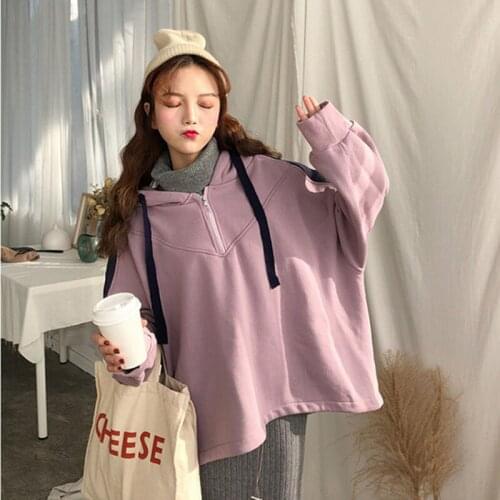 Oversized Hoodies 2021 Spring Turtlneck Streetwear Harajuku Knitted Patchwork Hoodies Women Autumn Long Sleeve Hooded Clothing