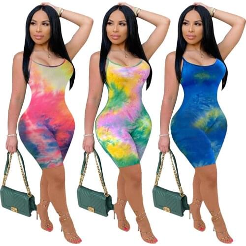 Women Summer Short Jumpsuits Sleeveless Rompers Tie-dye Print Streetwear Night Club Party Playsuits moto bike One Piece Outfits