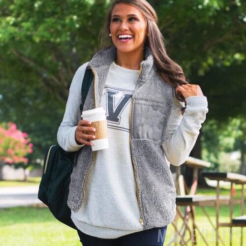 Winter 2019 Warm Plush Jacket Vest Top Womens Wear Grey Black Brown Light Coffee Lapel Vest for Woman