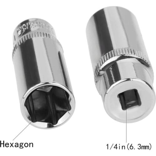 1/4 Hex Ratchets Extension Sleeve Bar Socket Adapter Drive Socket Wrench Spanner Converter Tool 6-14MM Universal Joint