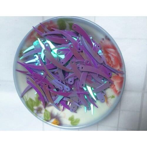 1000pcs Chilli Ivory Shape Sequins 5*32mm PVC Flat Paillette Decoration Ivory 1 Hole Purple AB