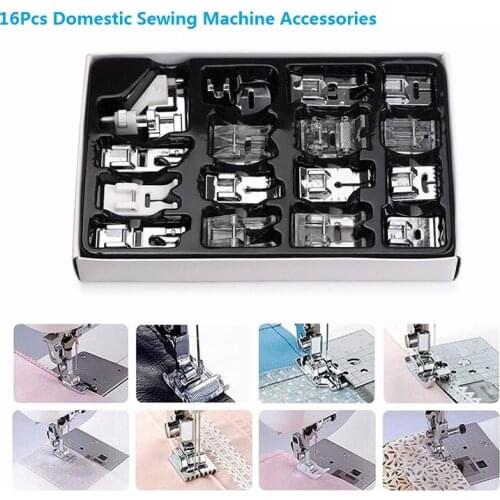16Pcs Domestic Sewing Machine Accessories Presser Foot Feet Kit Set Hem Foot Spare Parts With Box For Brother Singer Janome