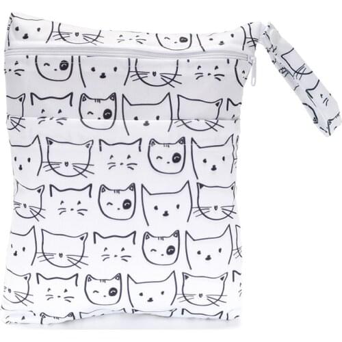 20*25cm Double Pockets Mini Wet Bag Reusable Waterproof PUL Snap Handle Wetbag For Baby Diapers Nappies Stroller Diaper Wet Bag