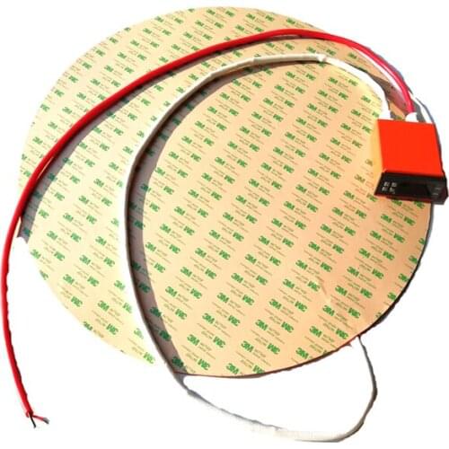 240V 800W Diameter 400*1.5mm Round Silicone Heater adhesive 1 side digital thermostat on wire 1000mm lead wire