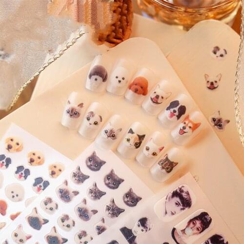 New arrived 3D Nail Stickers Decals Colorful Cute Cat & Dog Design Adhesive Stickers Nail Art Decoration Z0361