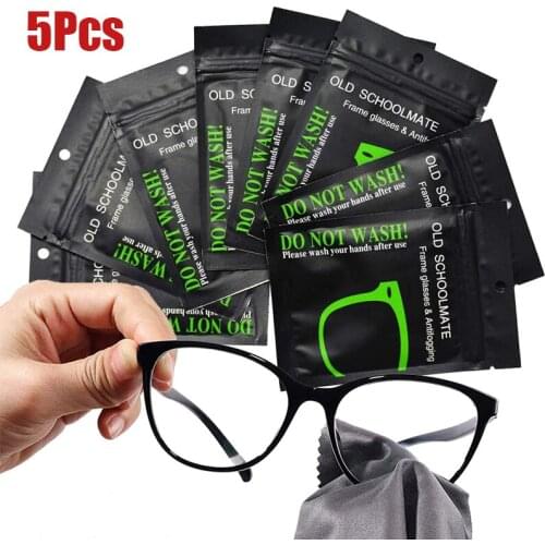 5Pcs Reusable Anti-Fog Wipes Glasses Pre-moistened Antifog Lens Cloth Defogger Eyeglass Wipe Prevent Fogging for Glasses